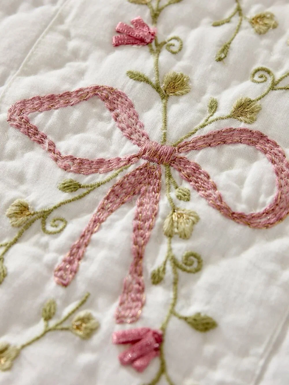 LoveShackFancy x Pottery Barn Bow Embellished Quilt Full Queen Bedding NWT